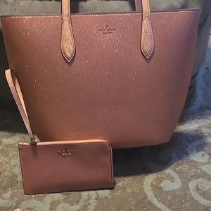 Kate Spade Sparkling Pink Tote and Wallet Set